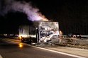 Bus brannte A 59 Rich Koeln AK Flughafen 01